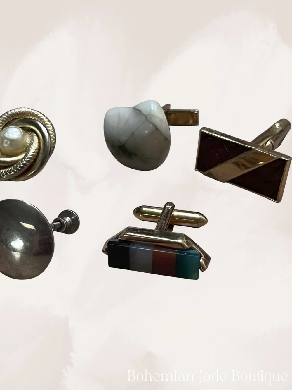Vintage Mismatched Jewelry Lot 9 Pieces Clip-On Earrings Cufflinks Craft Repurpo - Picture 4 of 4